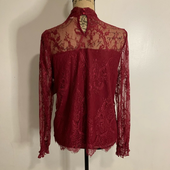NWT New&Next red lace long sleeve blouse top - Picture 3 of 5